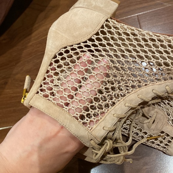 Dior / Naughtily-D 3cm Mesh Ankle Boot in Nude suede 40 10 - Picture 6 of 10